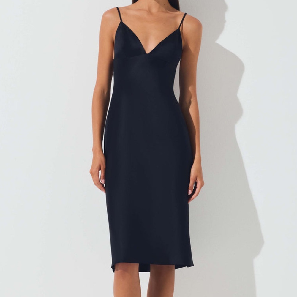 SKIMS NWT SILK SLIP DRESS IN BLACK SZ S